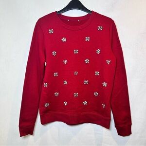 Michael Kors Burgundy Crystal Embellished Bling Crewneck Sweatshirt Pullover S/M